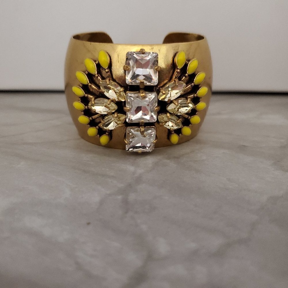 🌞 Stella and Dot Norah Rhinestone Crystal Antiqued Distressed Wide Cuff 🌞